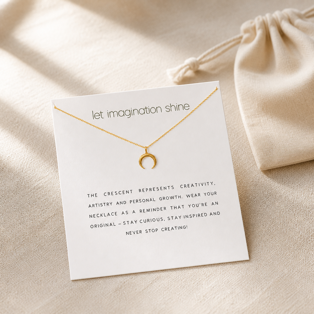 Let Imagination Shine Moon Necklace — editorial flatlay [autogen-pdp]