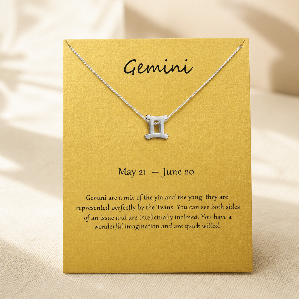 Gemini Zodiac Necklace — Gold — Bronze [autogen]