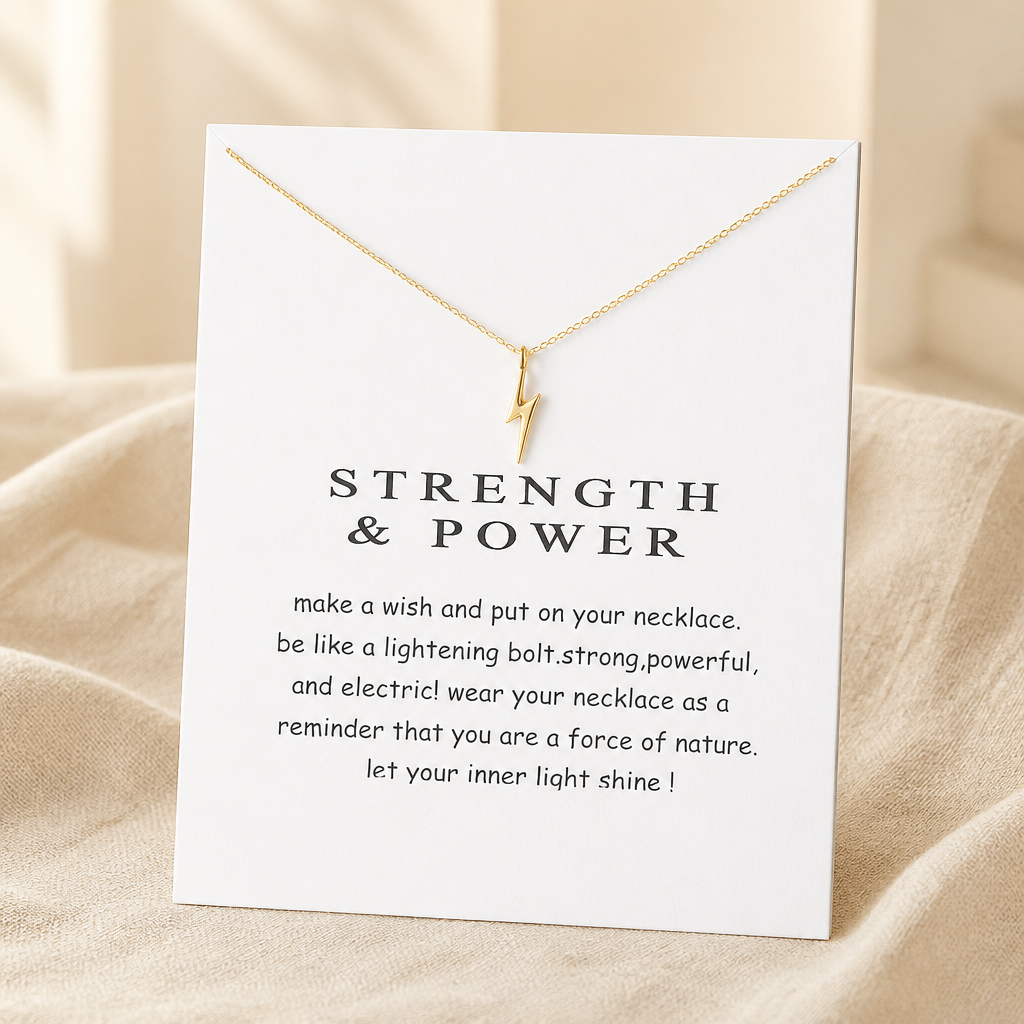 Bring the Thunder Lightning Bolt Necklace — Gold — White [autogen]