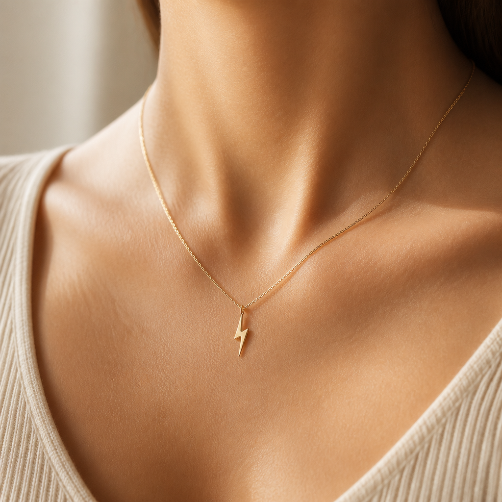 Bring the Thunder Lightning Bolt Necklace — on figure scale [autogen-pdp]