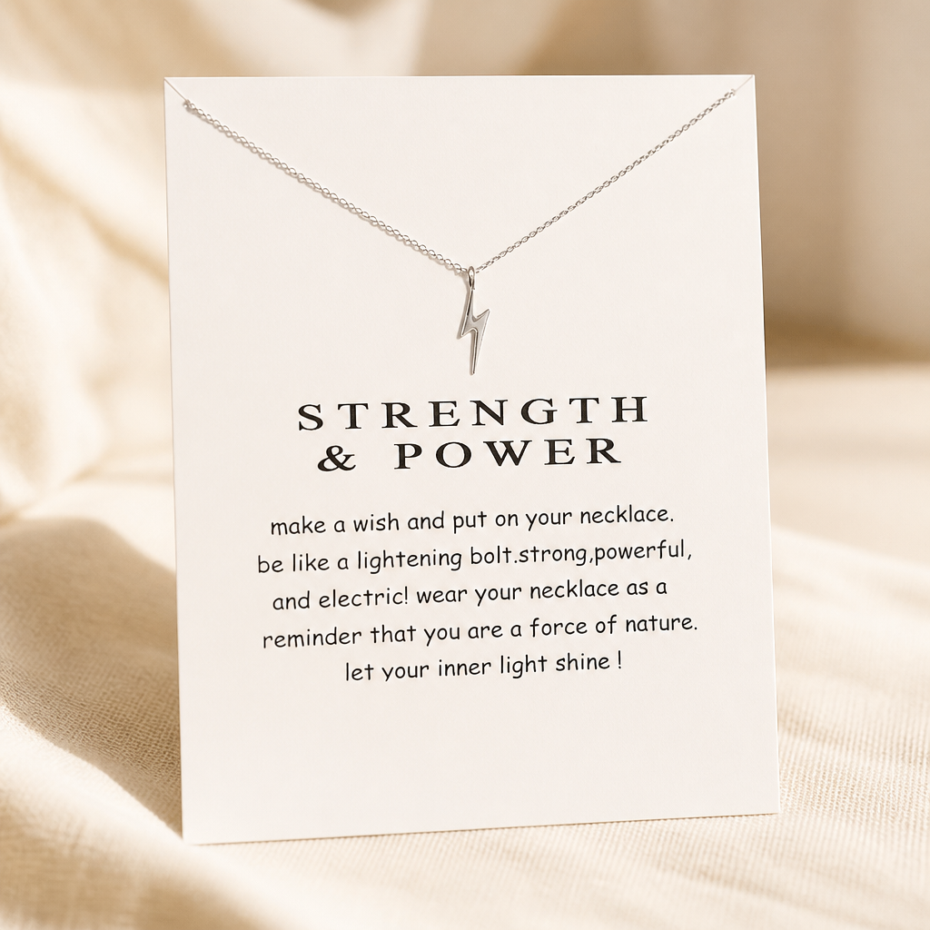 Bring the Thunder Lightning Bolt Necklace — Silver — White [autogen]
