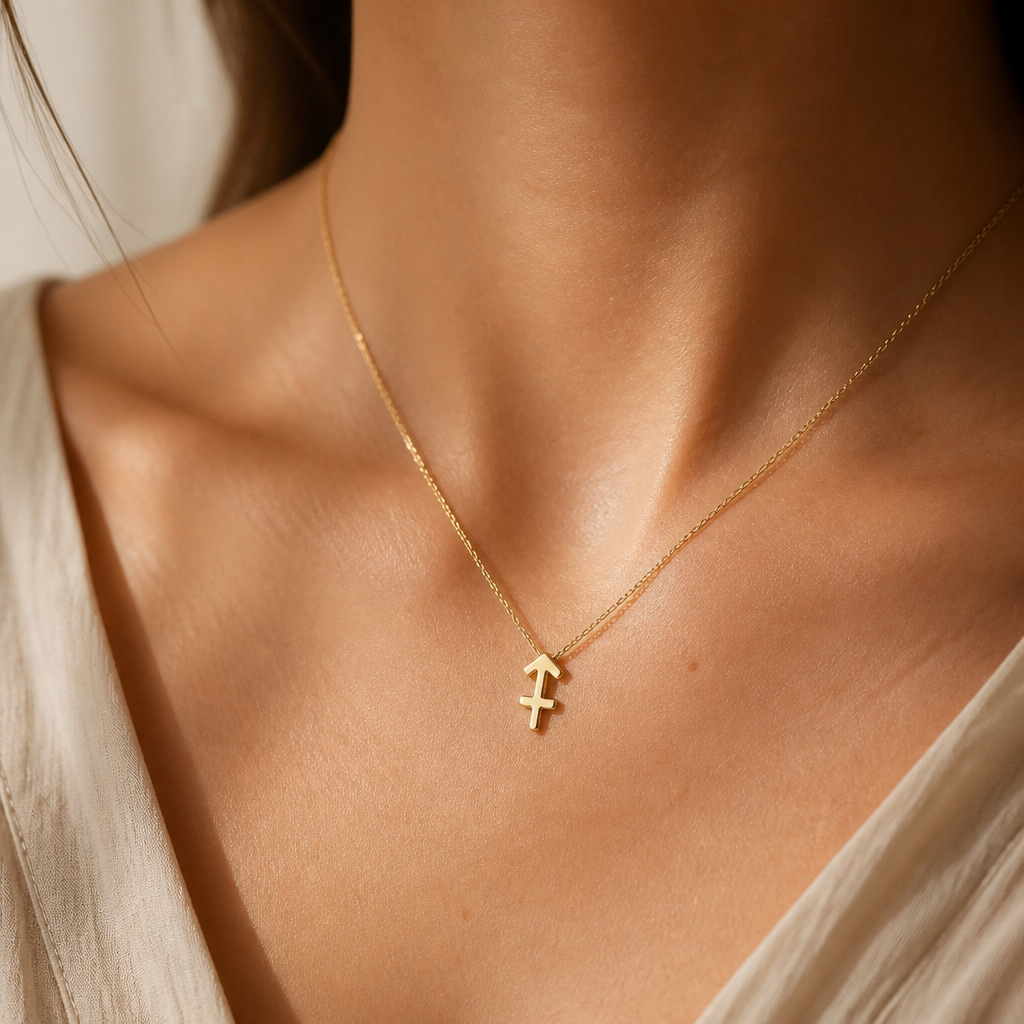 Sagittarius Zodiac Necklace — on figure scale [autogen-pdp]