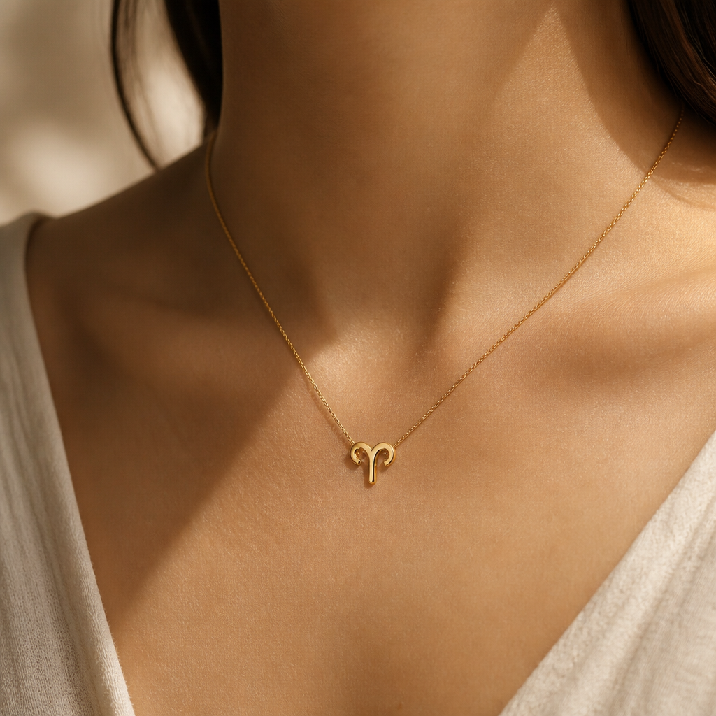Aries Zodiac Necklace — on figure scale [autogen-pdp]