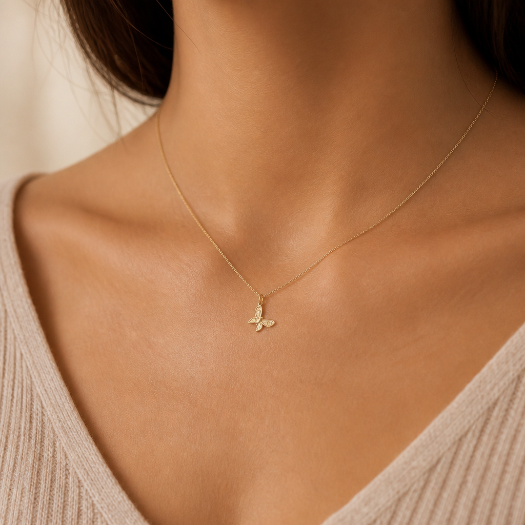 Spread Your Wings Butterfly Necklace — on figure scale [autogen-pdp]