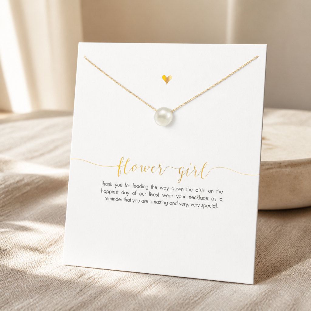Flower Girl Pearl Necklace — Gold — White [autogen]
