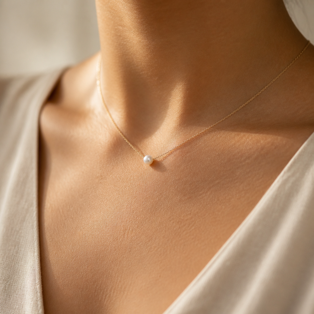 Flower Girl Pearl Necklace — on figure scale [autogen-pdp]