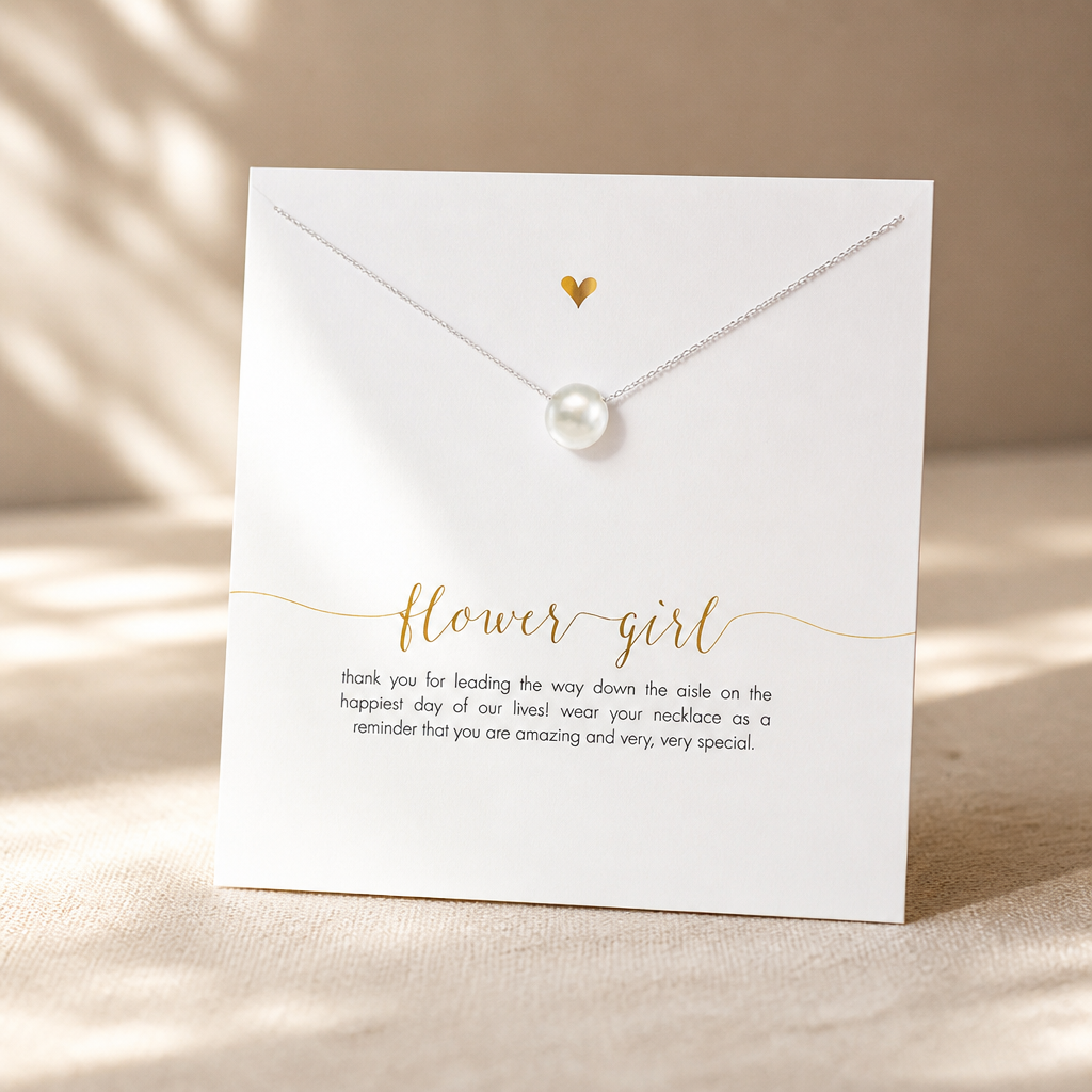 Flower Girl Pearl Necklace — Silver — White [autogen]