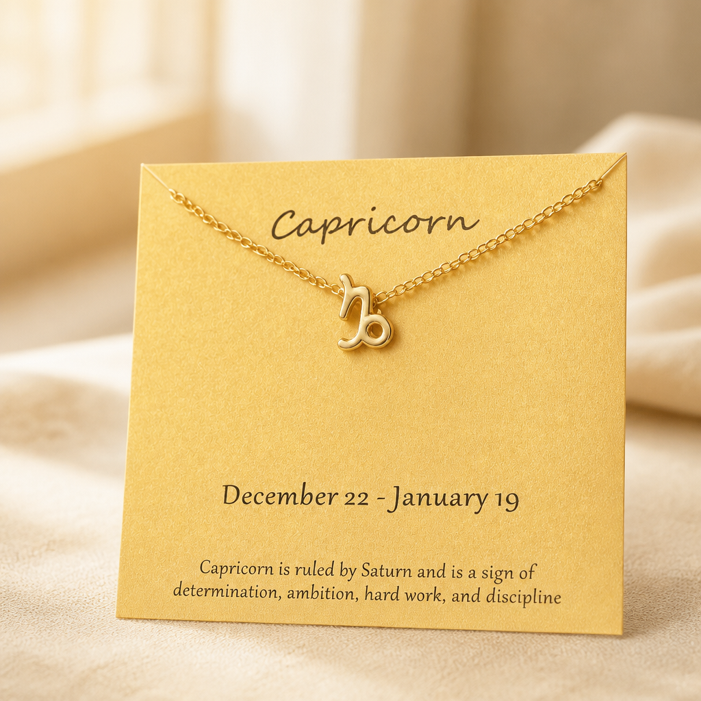 Capricorn Zodiac Necklace — Gold — Bronze [autogen]