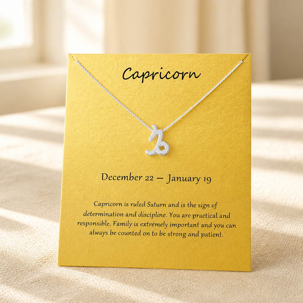 Capricorn Zodiac Necklace — Silver — Bronze [autogen]