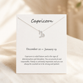 Capricorn Zodiac Necklace — Silver — White [autogen]