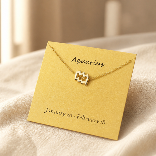 Aquarius Zodiac Necklace — Gold — Bronze [autogen]