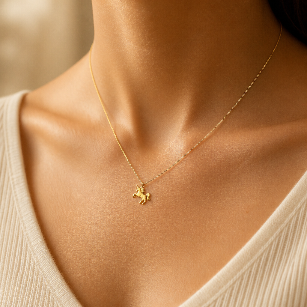 Stay Magical Unicorn Necklace — on figure scale [autogen-pdp]