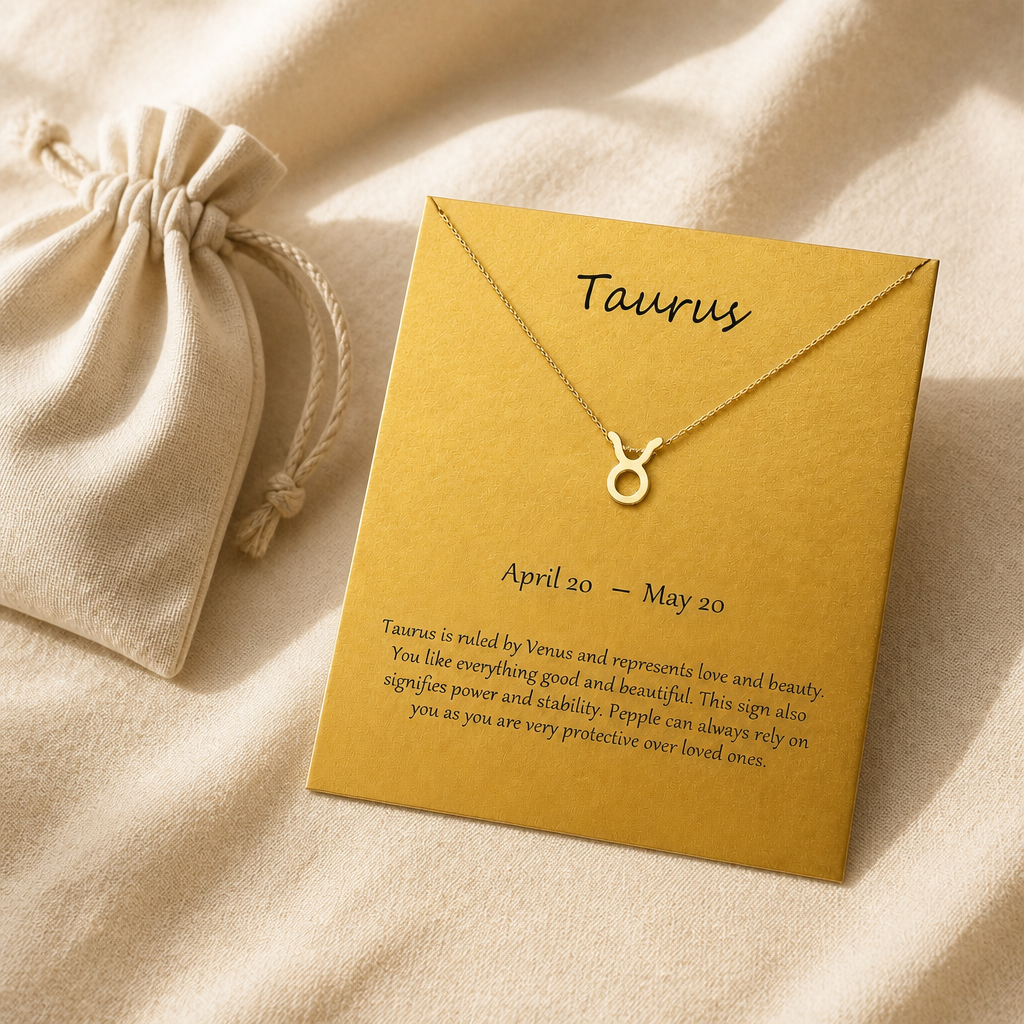 Taurus Zodiac Necklace — editorial flatlay [autogen-pdp]
