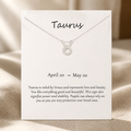 Taurus Zodiac Necklace — Silver — White [autogen]