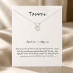 Taurus Zodiac Necklace — Silver — White [autogen]