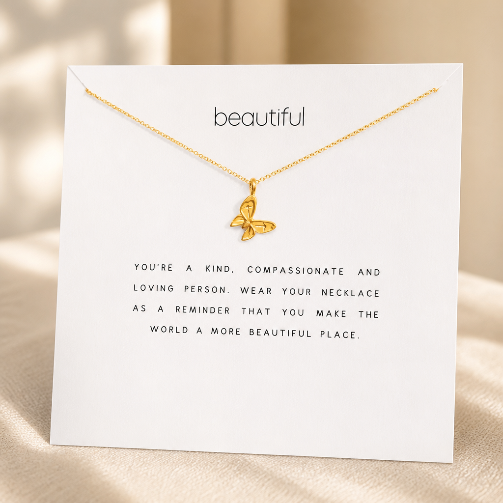 Transform Butterfly Necklace — Gold — White [autogen]