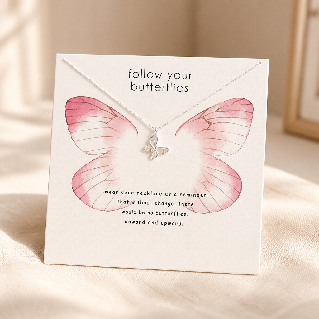 Transform Butterfly Necklace — Silver — White [autogen]
