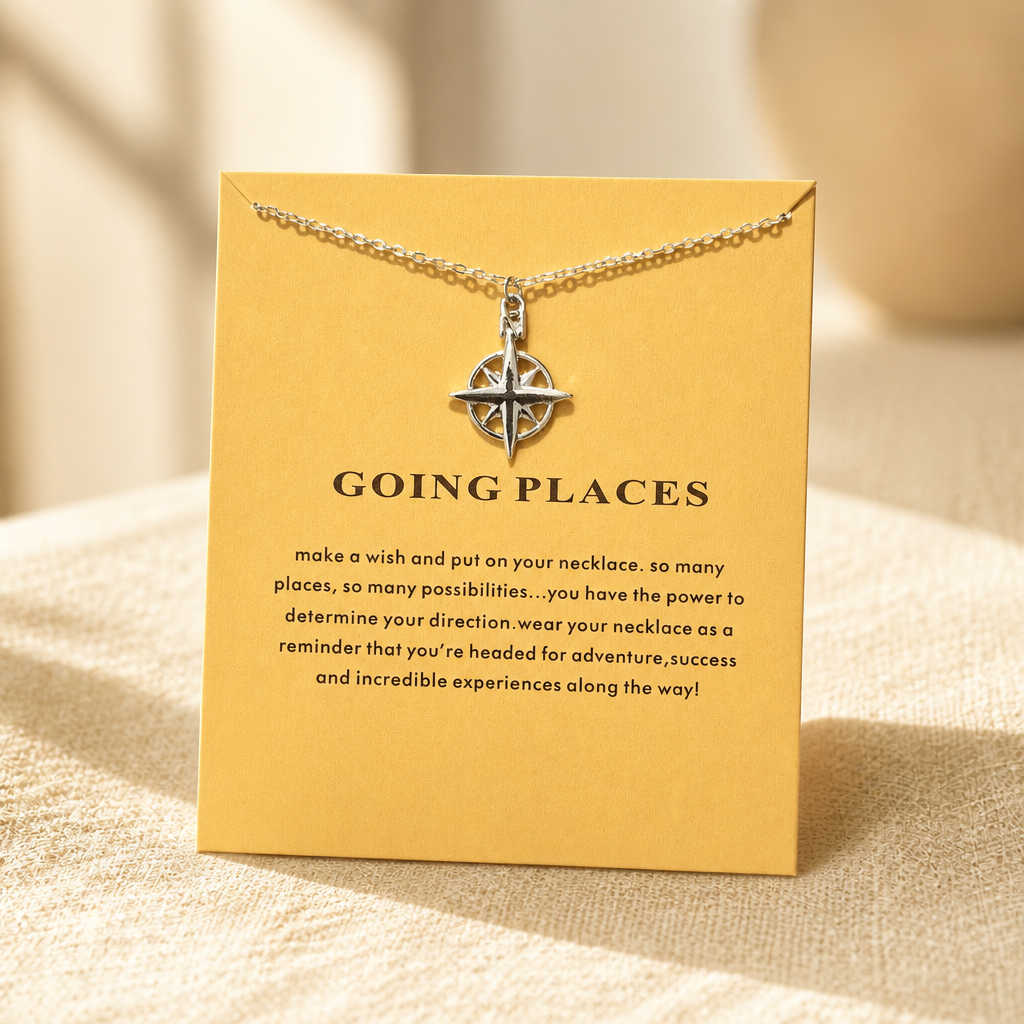 North Star Compass Necklace — Silver — Bronze [autogen]