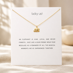 Lucky Us Elephant Necklace — Gold — White [autogen]