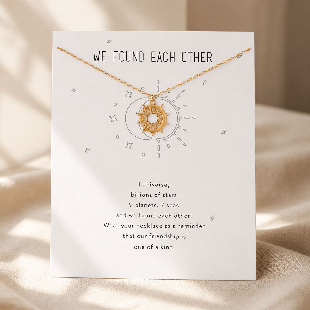 Two Halves Sun & Moon Necklace — Gold — White [autogen]