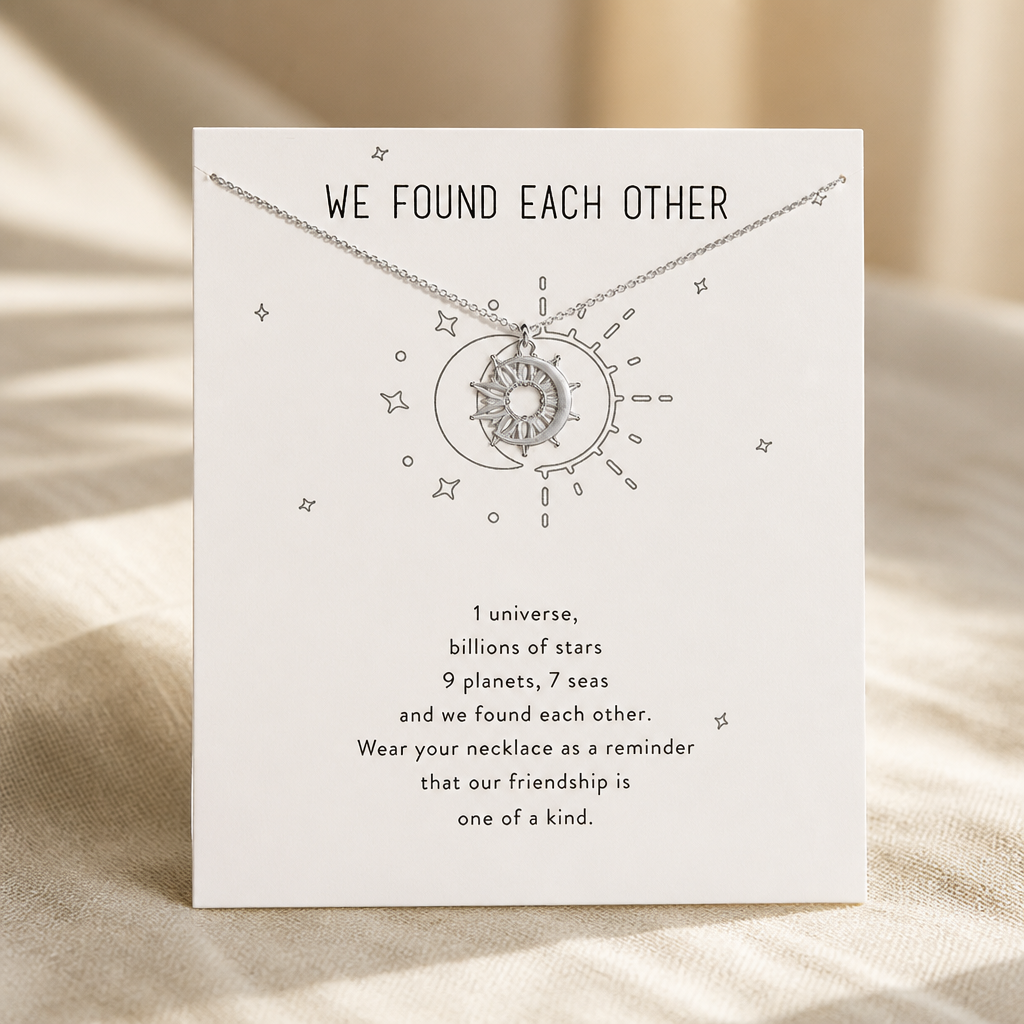 Two Halves Sun & Moon Necklace — Silver — White [autogen]