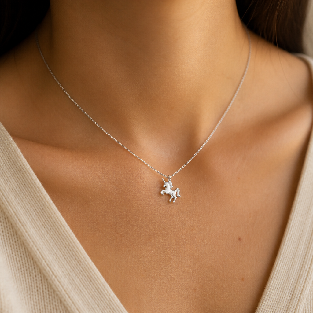 Life Is Magical Unicorn Necklace — on figure scale [autogen-pdp]
