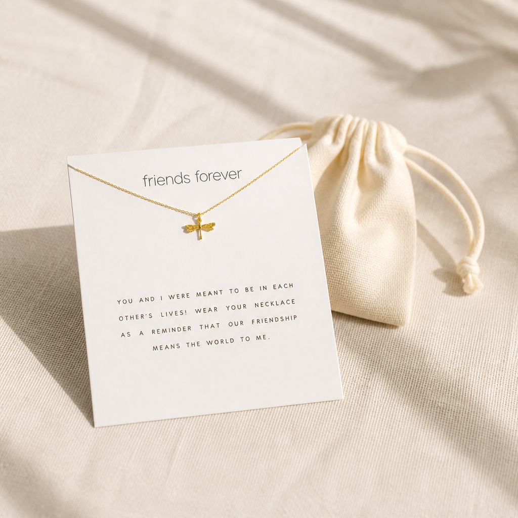 Friends Forever Dragonfly Necklace — editorial flatlay [autogen-pdp]