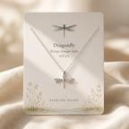 Friends Forever Dragonfly Necklace — Silver — White [autogen]