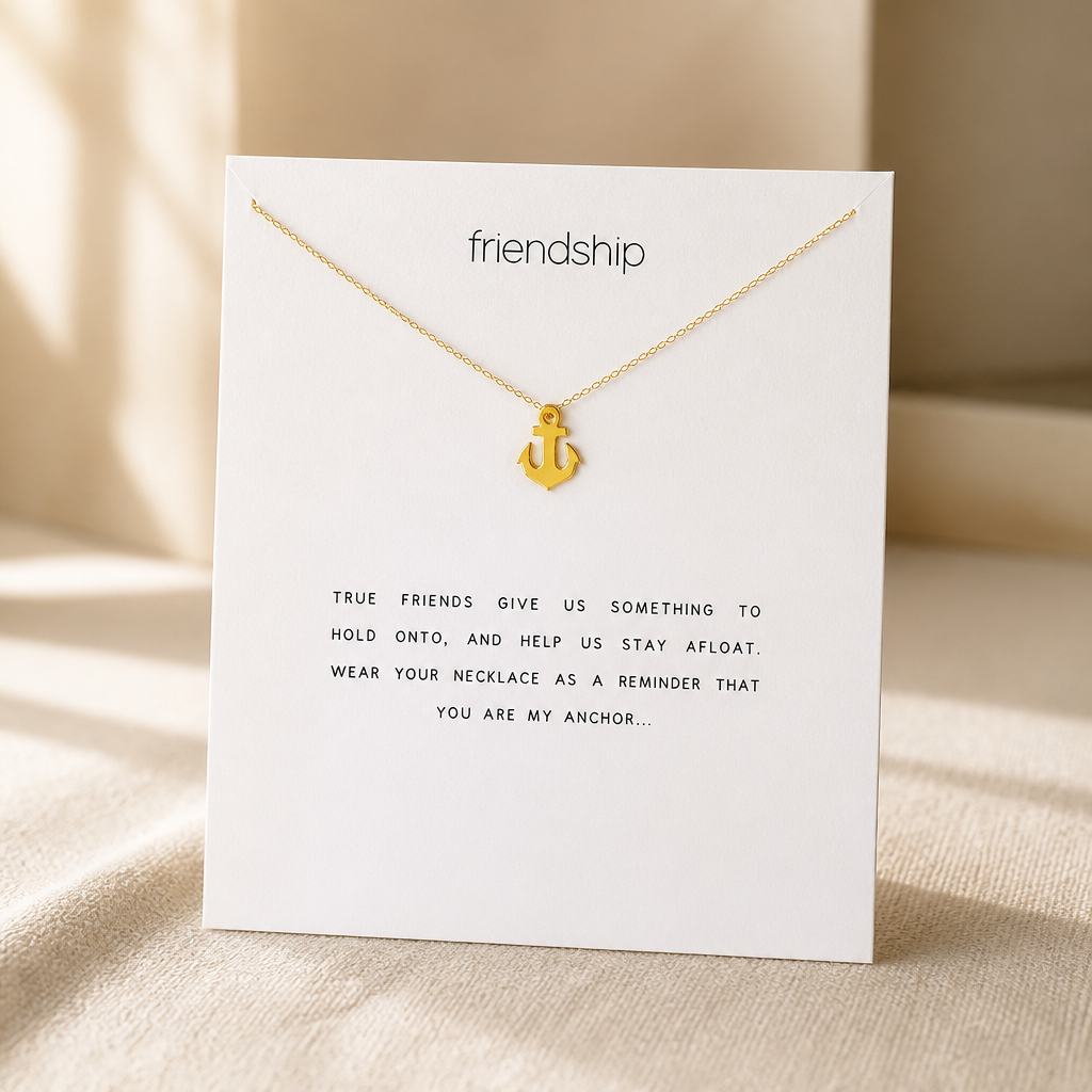 Steady Friend Anchor Necklace — Gold — White [autogen]