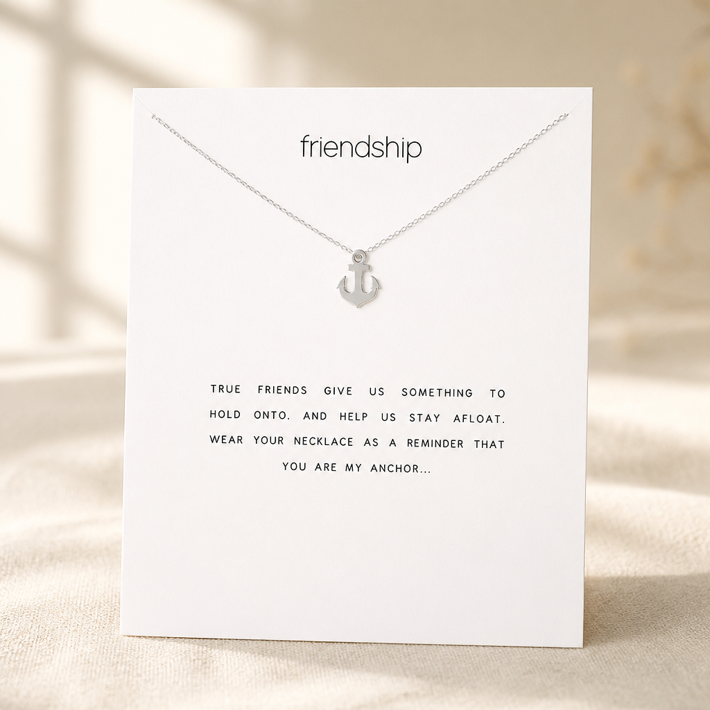 Steady Friend Anchor Necklace — Silver — White [autogen]