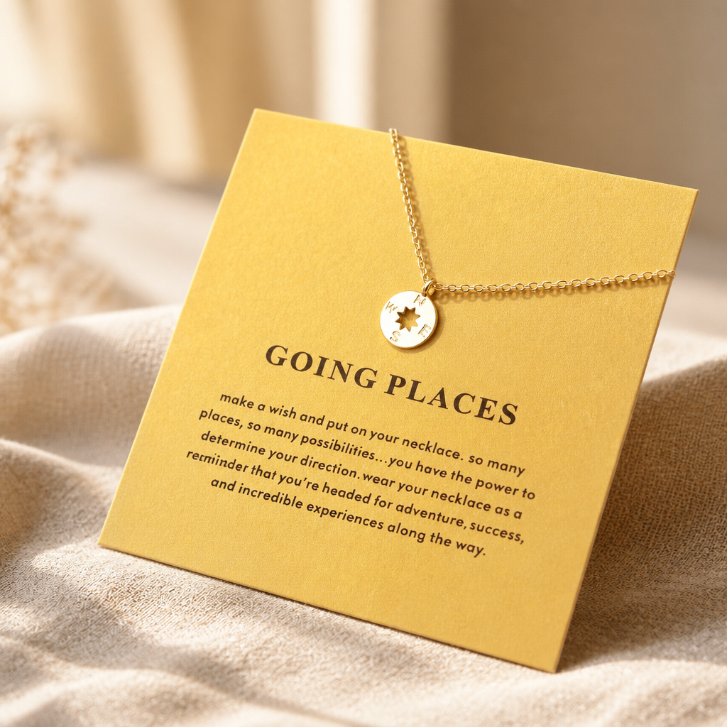 Going Places Compass Necklace — Gold — Bronze [autogen]