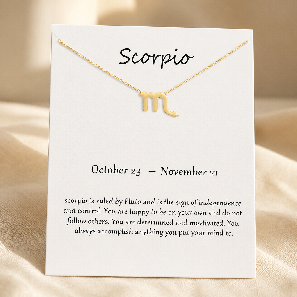 Scorpio Zodiac Necklace — Gold — White [autogen]