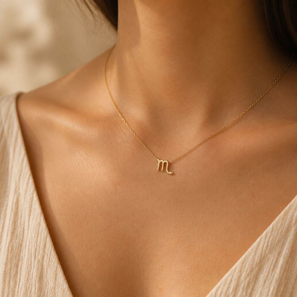 Scorpio Zodiac Necklace — on figure scale [autogen-pdp]
