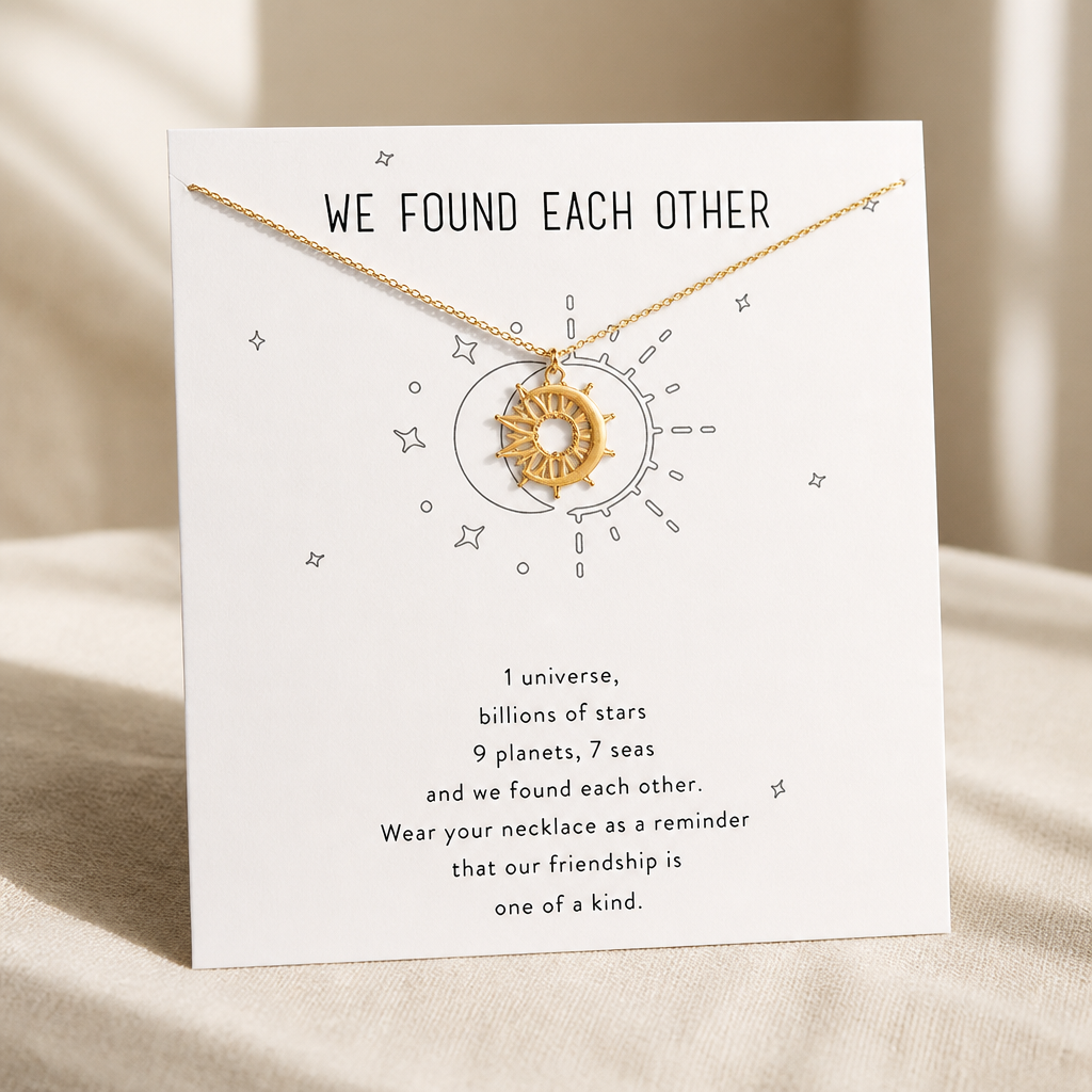 We Found Each Other Sun & Moon Necklace — Gold — White [autogen]