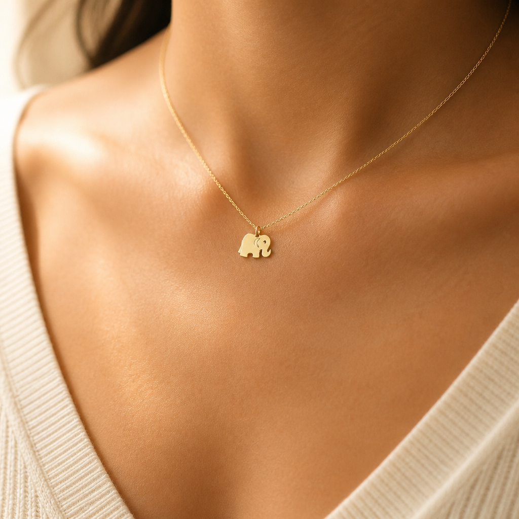 Good Luck Elephant Necklace — on figure scale [autogen-pdp]
