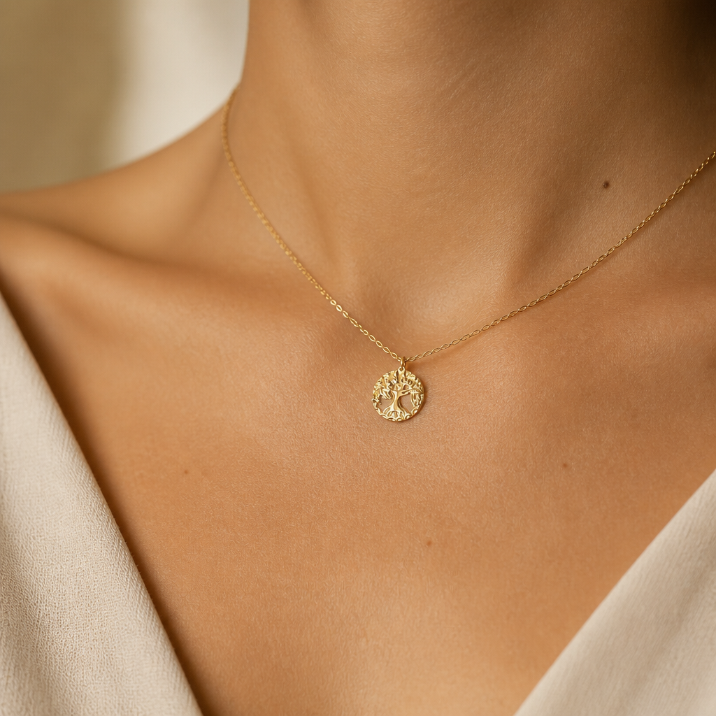 Legacy Tree Medallion Necklace — on figure scale [autogen-pdp]