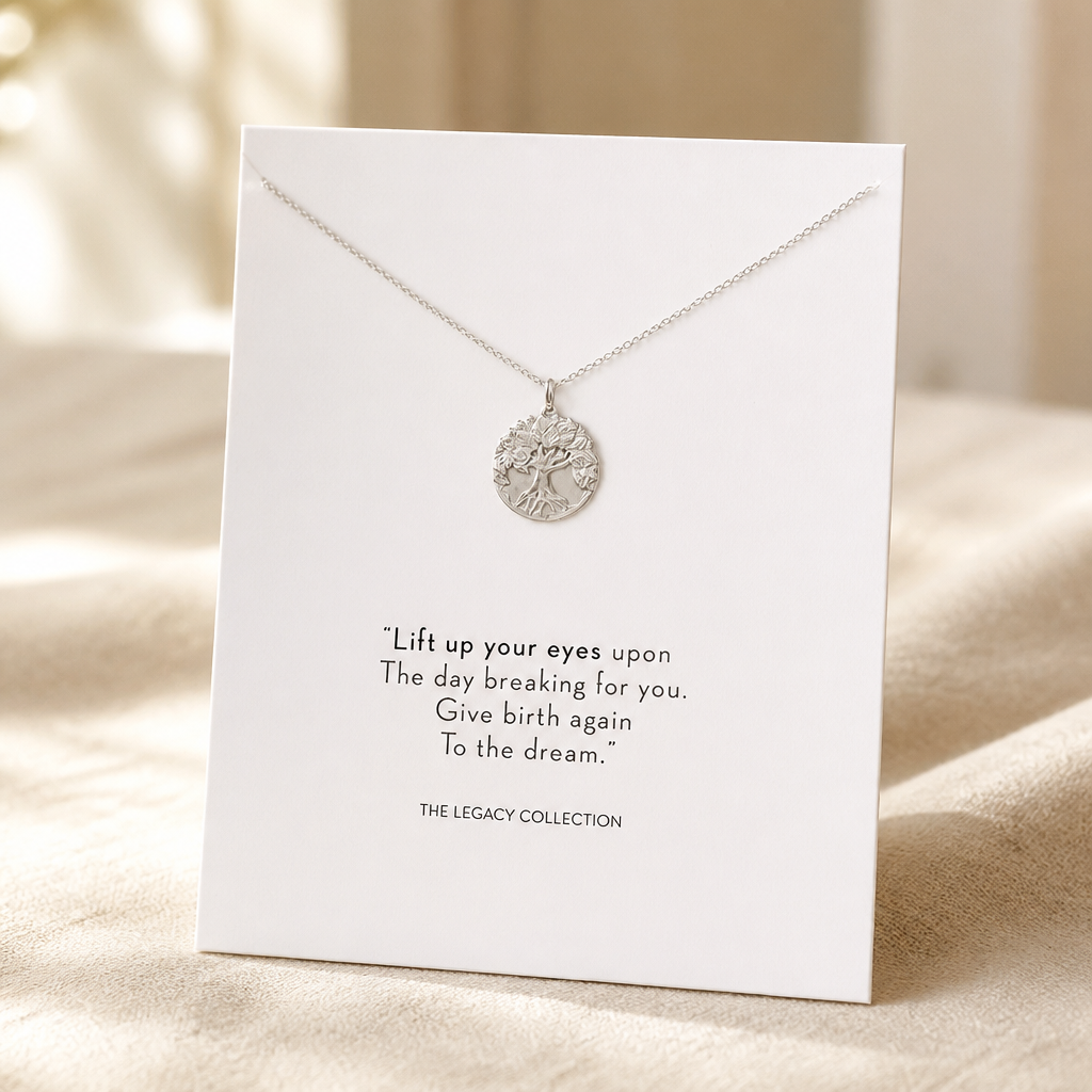 Legacy Tree Medallion Necklace — Silver — White [autogen]