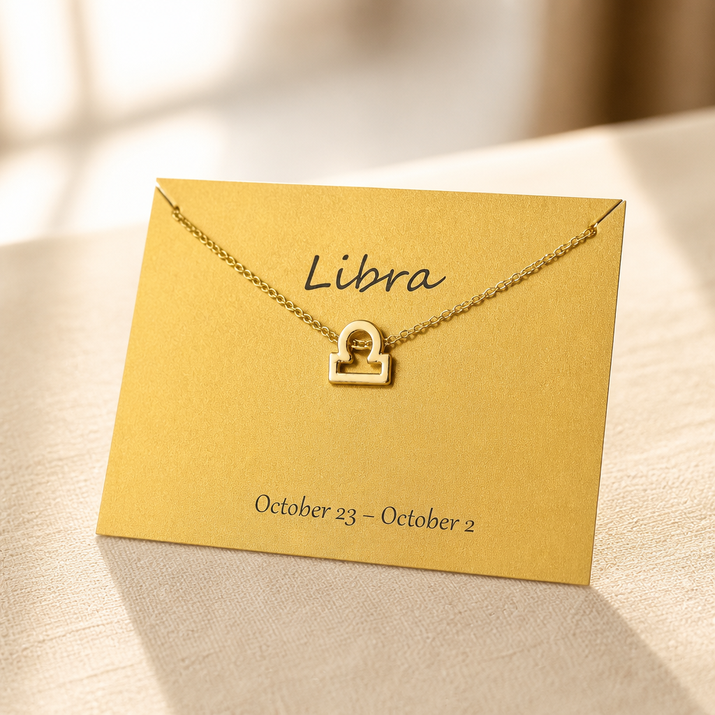 Libra Zodiac Necklace — Gold — Bronze [autogen]