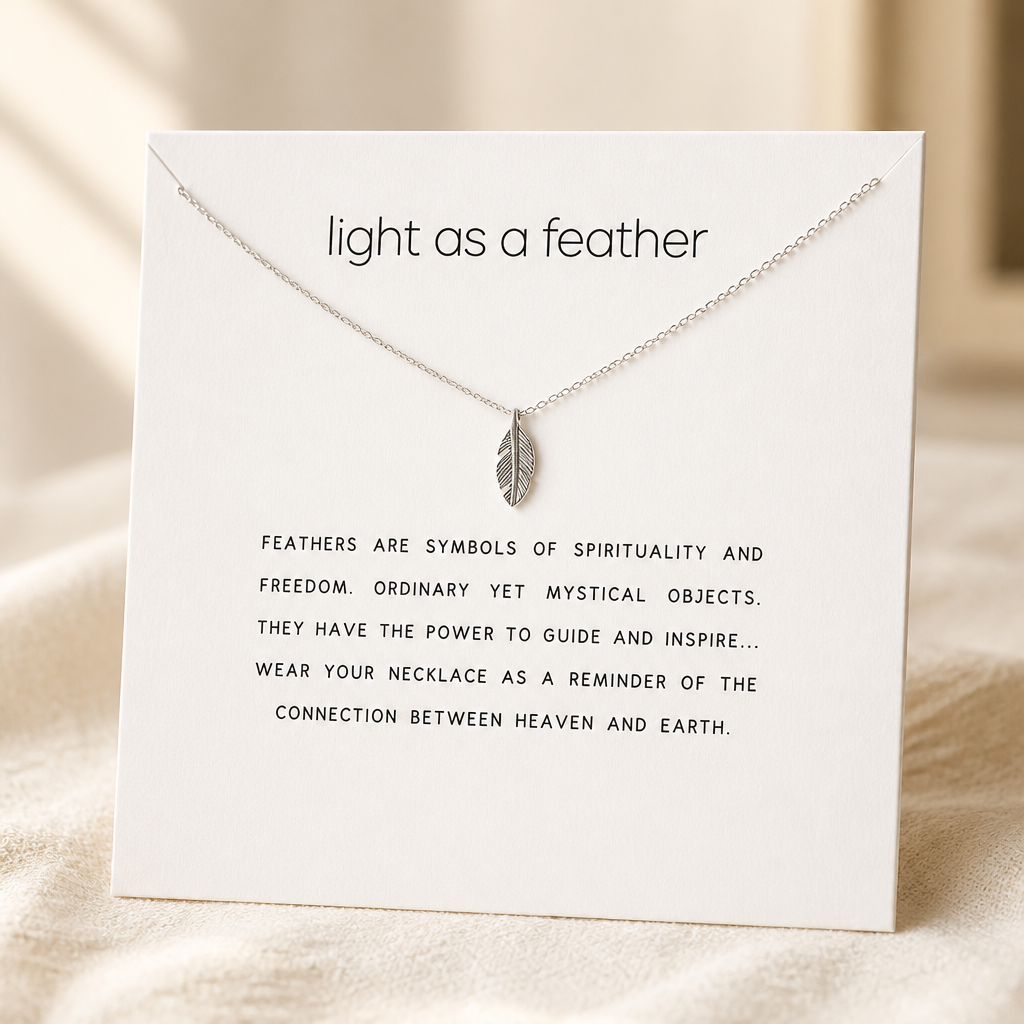 Light as a Feather Necklace — Silver — White [autogen]