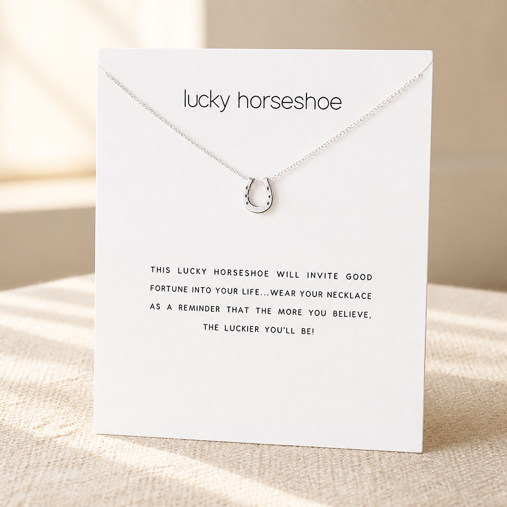 Lucky You Horseshoe Necklace — Silver — White [autogen]