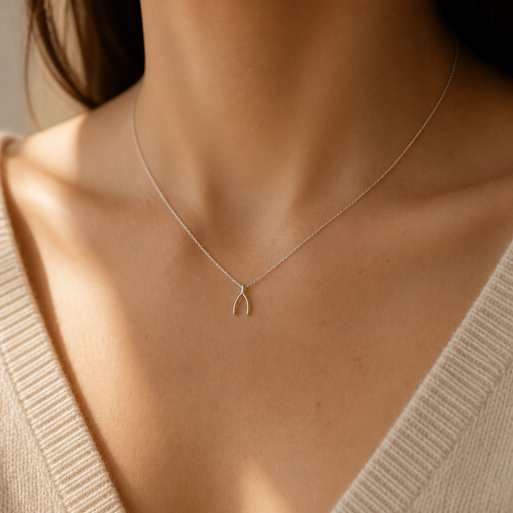 Make a Wish Wishbone Necklace — on figure scale [autogen-pdp]