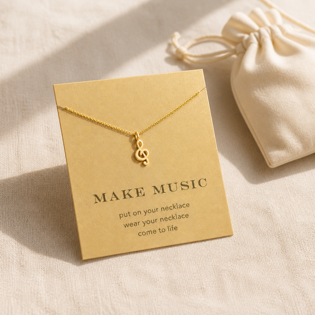 Find Your Rhythm Music Note Necklace — editorial flatlay [autogen-pdp]