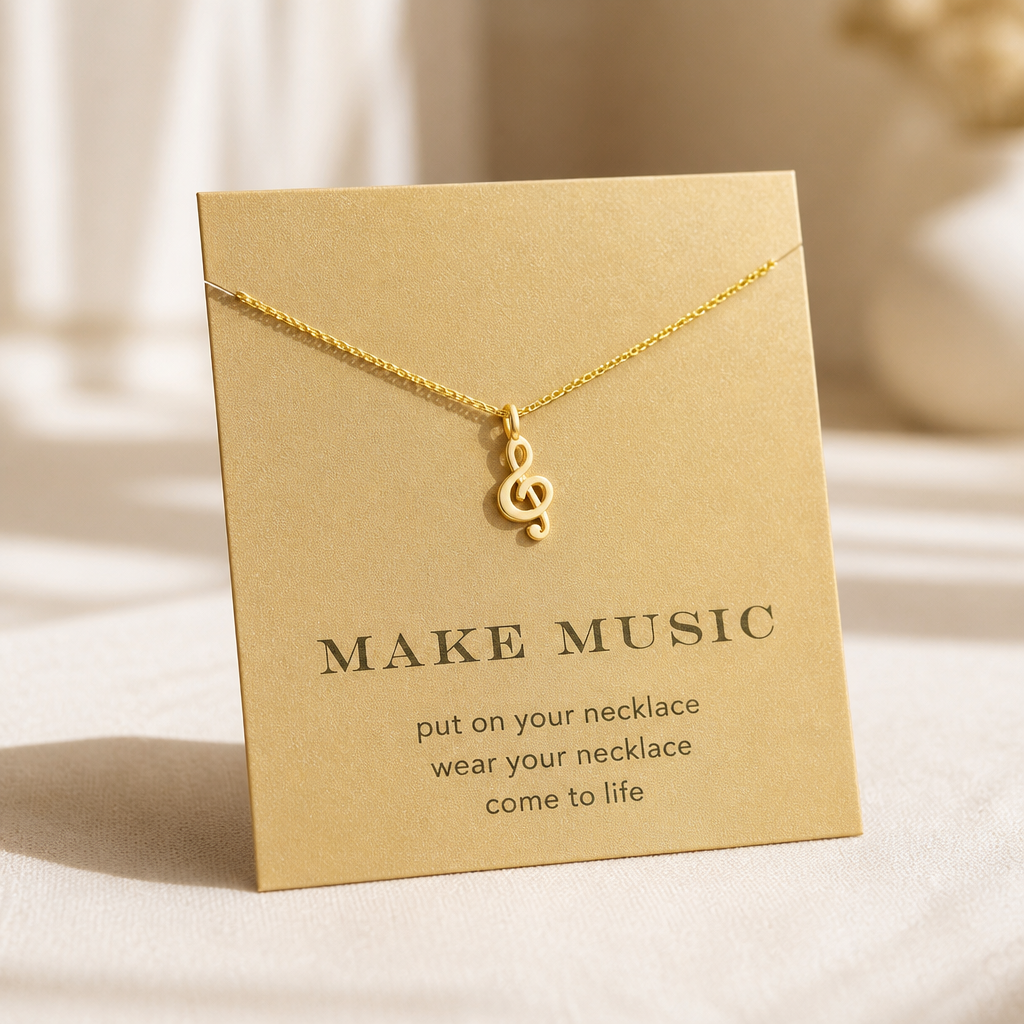 Find Your Rhythm Music Note Necklace — Gold — Bronze [autogen]
