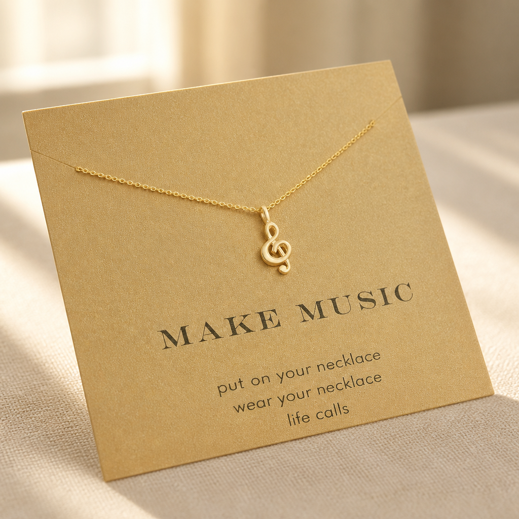 Make Music Note Necklace — Gold — Bronze [autogen]