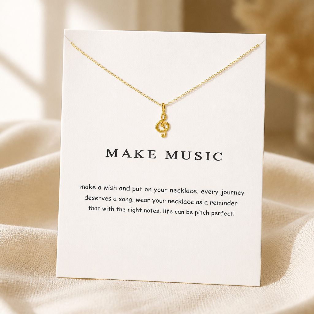 Find Your Rhythm Music Note Necklace — Gold — White [autogen]