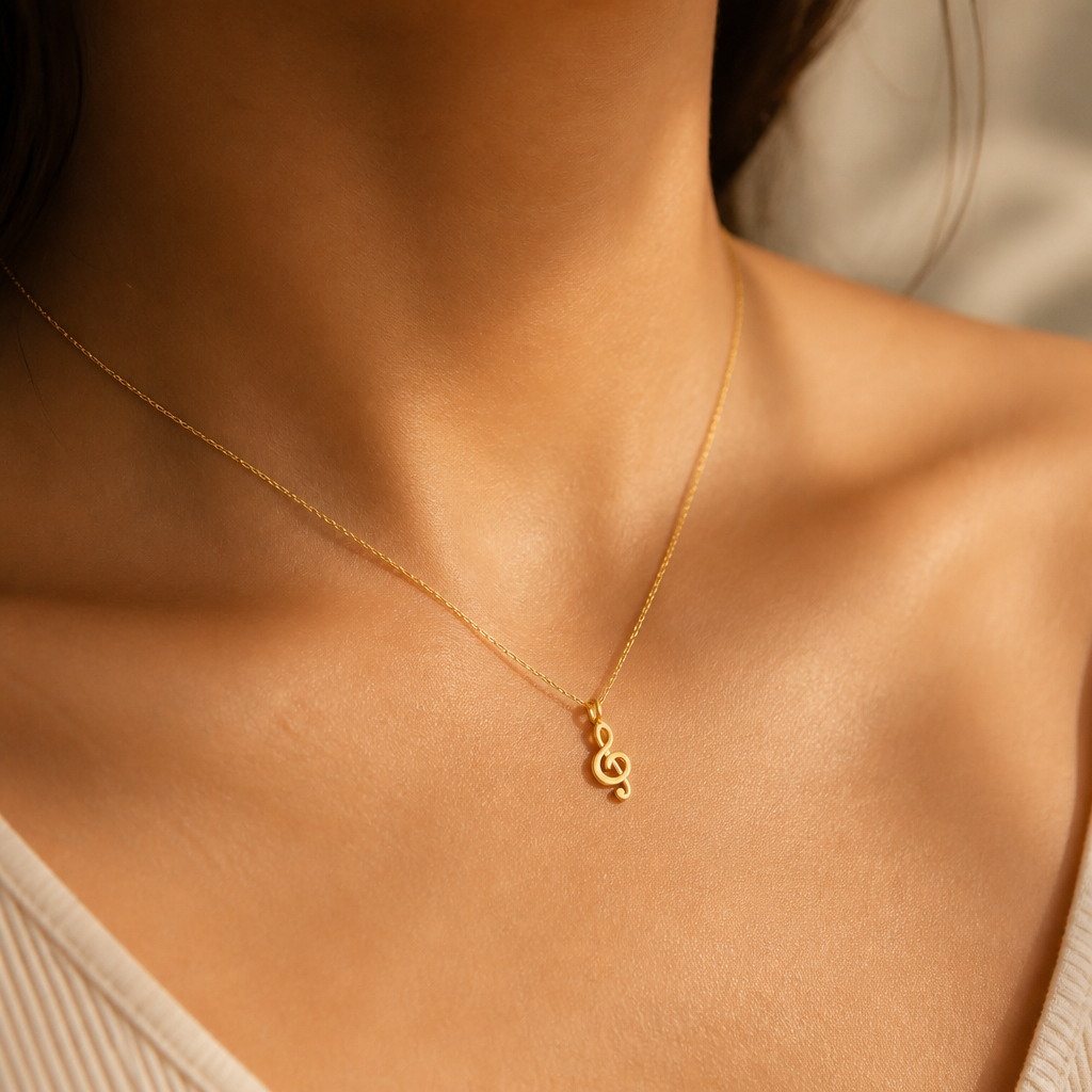 Find Your Rhythm Music Note Necklace — on figure scale [autogen-pdp]