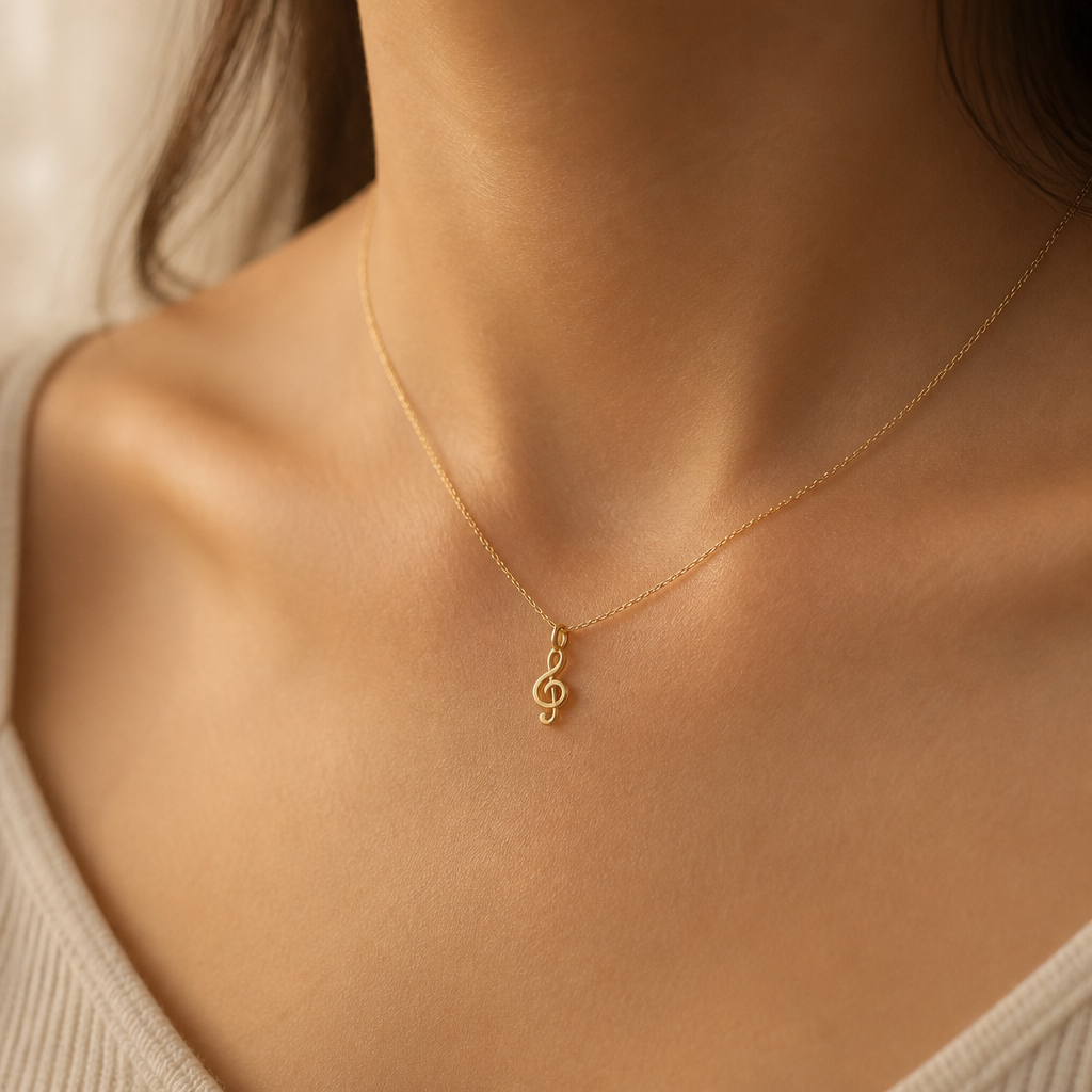 Make Music Note Necklace — on figure scale [autogen-pdp]