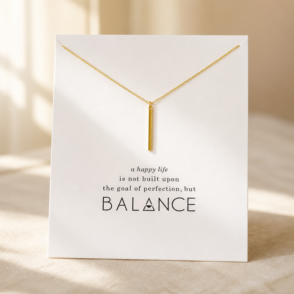 Find Balance Bar Necklace — Gold — White [autogen]