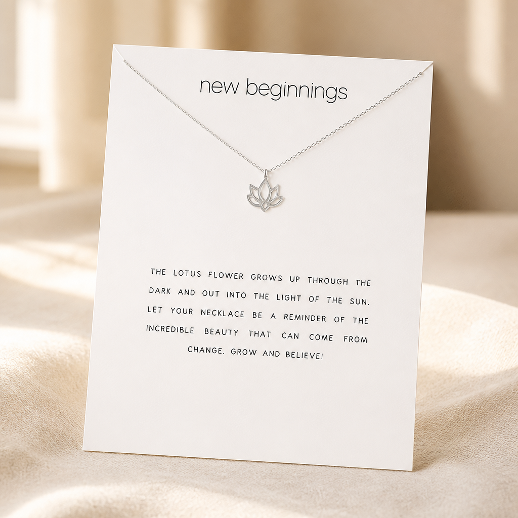 Quiet Bloom Lotus Necklace — Silver — White [autogen]