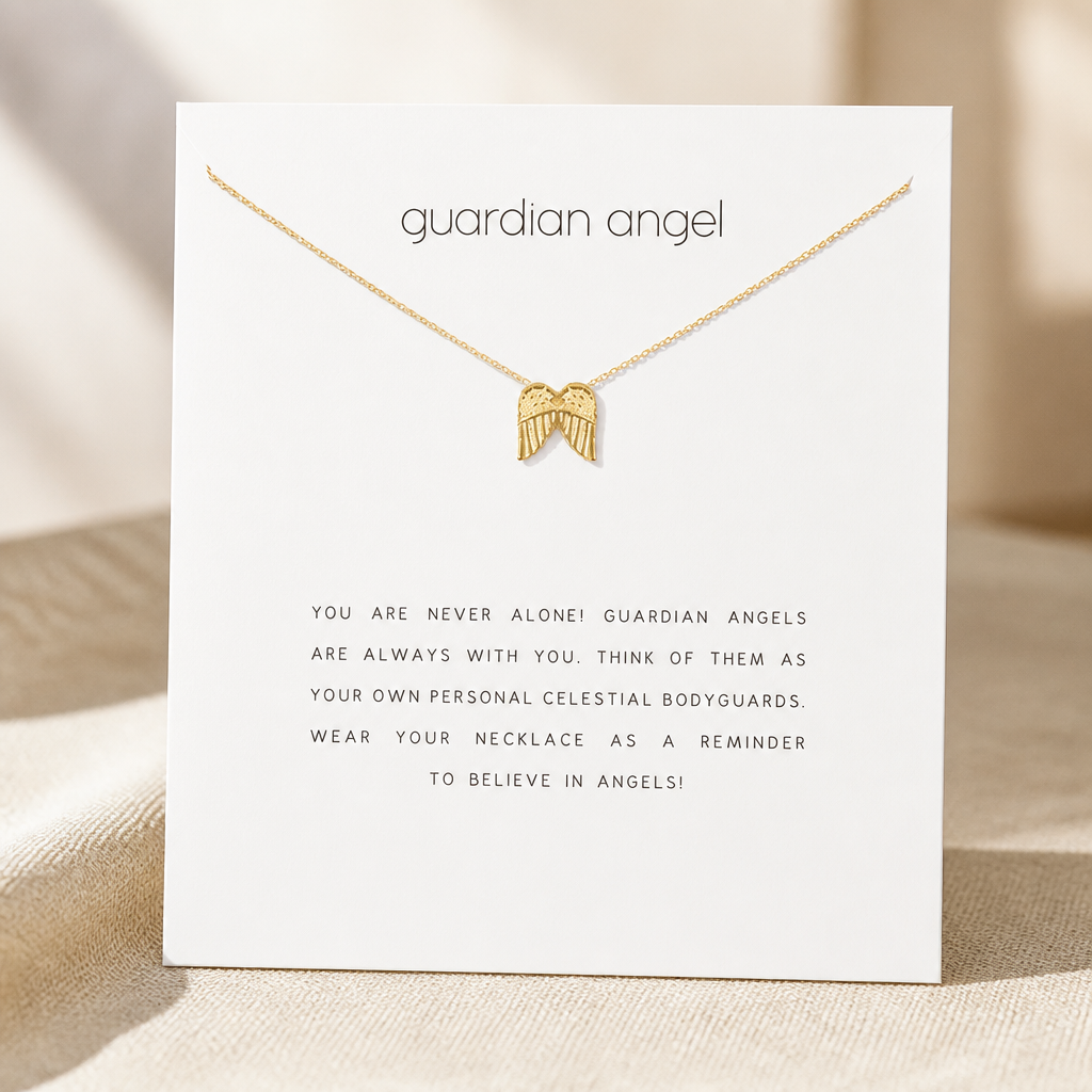 Watch Over Me Wings Necklace — Gold — White [autogen]